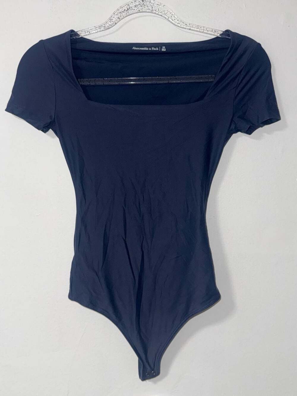 Abercrombie & Fitch Smoothez Short Sleeve Square Neck Bodysuit Navy XS